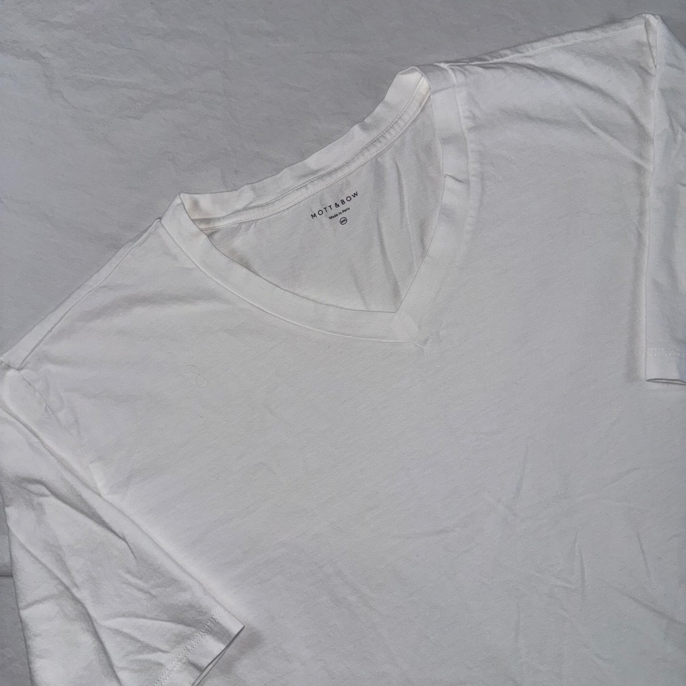 Mott &‎ Bow Mens XXXL White Classic V-Neck Driggs T-Shirt